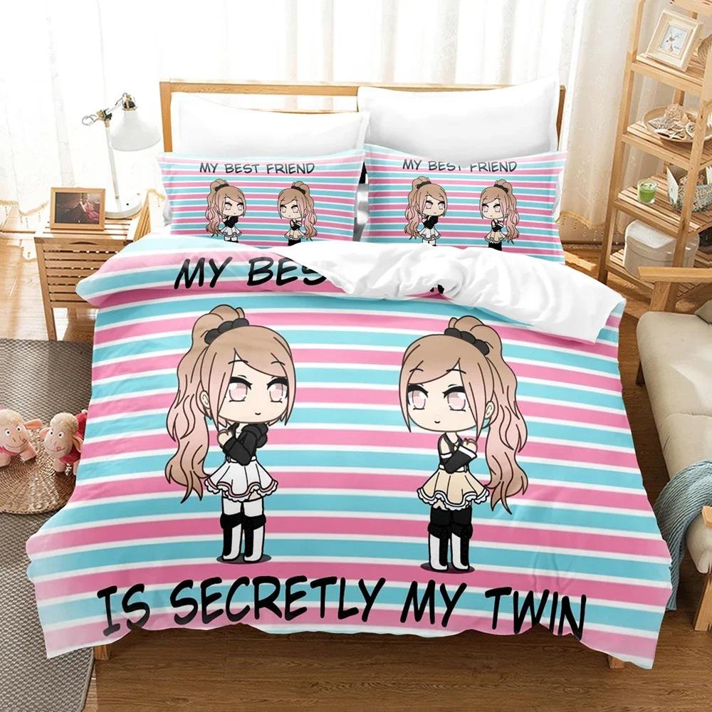 3D Anime The Gacha Girl Ložní soupravy Sada povlaku na přikrývku s povlakem na polštář Dvojlůžko Plná Velikost Queen King Ložní prádlo Domácí textil