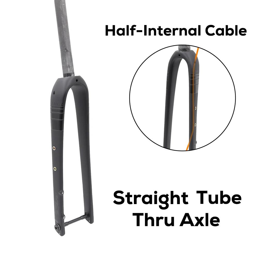 New RACE Carbon Fiber Gravel Front Fork,Half Internal Cable,Straight/Tapered Tube,Max Tire 700C x 45C,Thru Axle 12x100mm Or QR