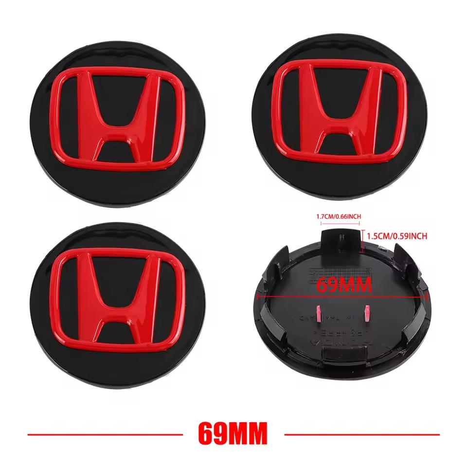 4pcs Car Wheel Center Hub Caps Covers 58MM/69MM Compatible with Honda Civic Fit Jazz Accord Pilot CRV Odyssey Passport City HRV