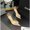 New Style Fashion Pointed Crystal Fairy Ladies Wind Sandals Rhinestone Butterfly-knot Transparent High Heel Women Sandals