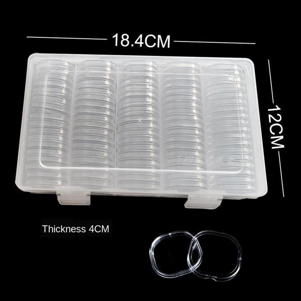 Plastic Coin Holder Case W/ Storage Organizer Box for Supplies ( 27mm , 9 Pieces )