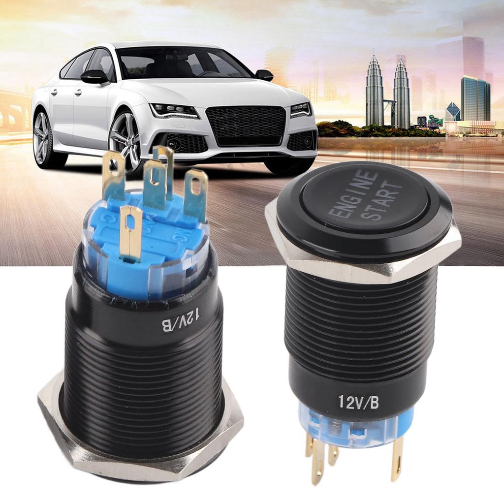 12V Waterproof Car Engine Start Push Button   Ignition Starter Black Zinc Aluminium Alloy