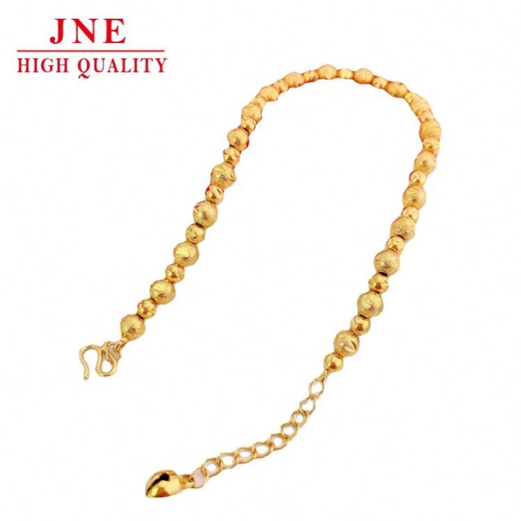 Glossy Imitation 3D Hard Pure Couple's Gold Plated Carven Design Lucky Round Beads Gold-Plated Bracelet