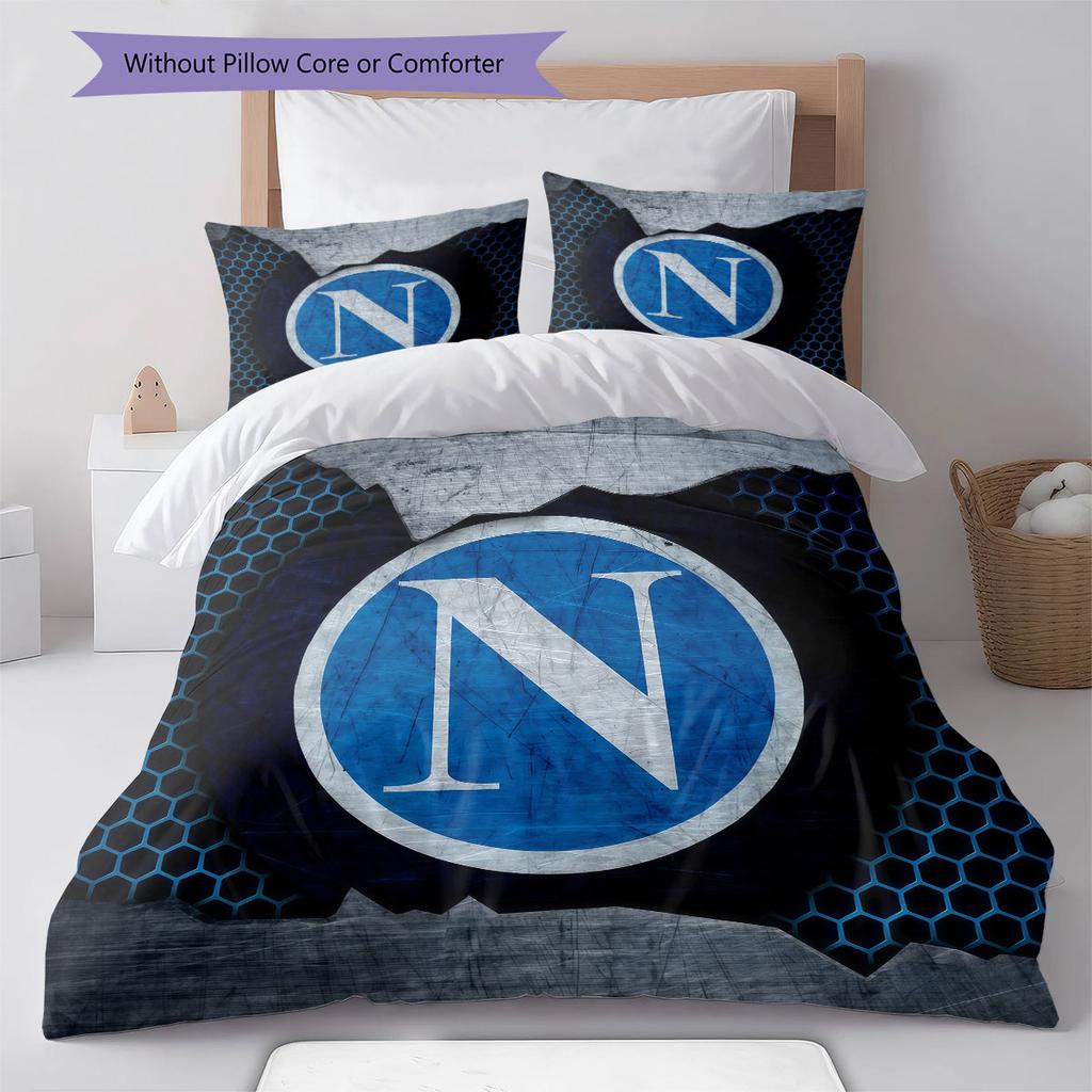 SSC Napoli Pattern Bedding,Quilt Set Quilt Cover Pillowcase Home Birthday Gift(1 * duvet cover + 2 * pillowcase, without core)
