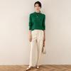 TUHUANG Women's Pure Wool Semi-High Collar Knit Sweater