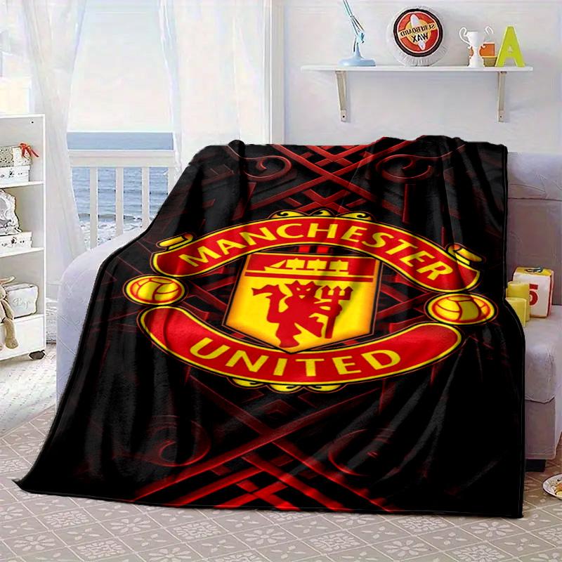 Coperta Portatile/Morbida Coperta Biancheria da Letto con Stemma del Manchester United Adatta per Viaggi Campeggio Soggiorni Uffici Divani Regali per Tifosi