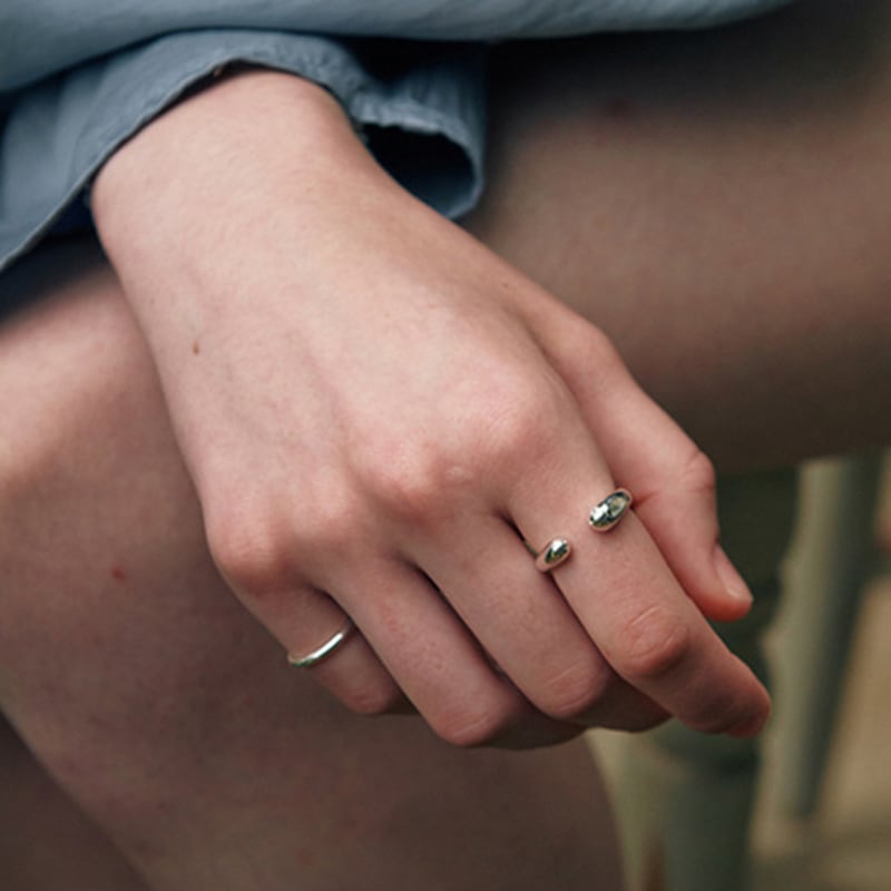 

green [925 silver] Five.silver.176 / thick open ring (2 color) silver