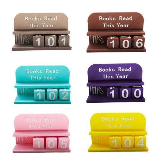 Yousheng 1 Set 3D Printed Reading Tracker Book Read This Year Counter with Number Blocks Reading Nook Decoration for Bookshelf Desk Reading Challenge