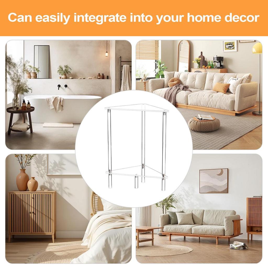 Acrylic End Table Living Room Clear Side Table Acrylic Triangle Modern 2-Tier Desk Storage Nightstand Shelf For Home Corner