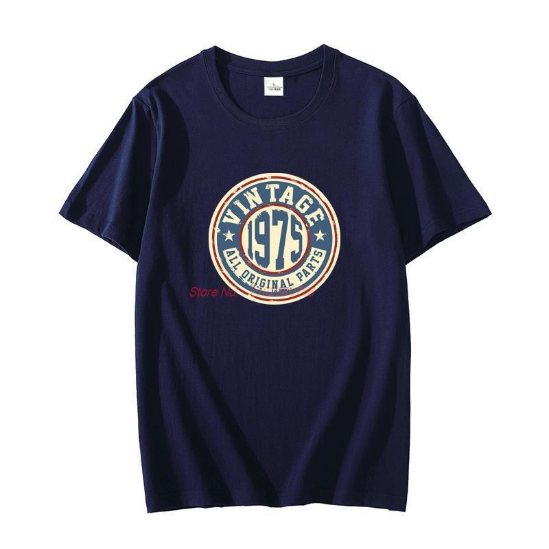 Unisexs Vintage Short Sleeve Tshirt Cotton Graphic Oneck Fun 48 And 48 1975 Birthday Gift Summer Tshirt