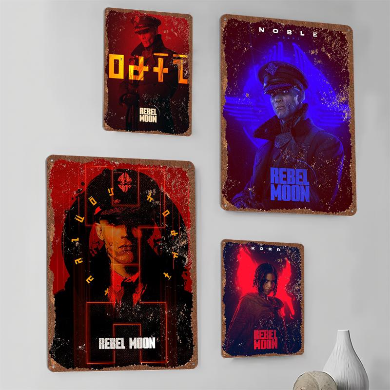 Rebel Moon Print Tinplate Posters Customizable Wall Art Retro Vintage Metal Tin Signs for Home and Decoration Gaming Desk Decor