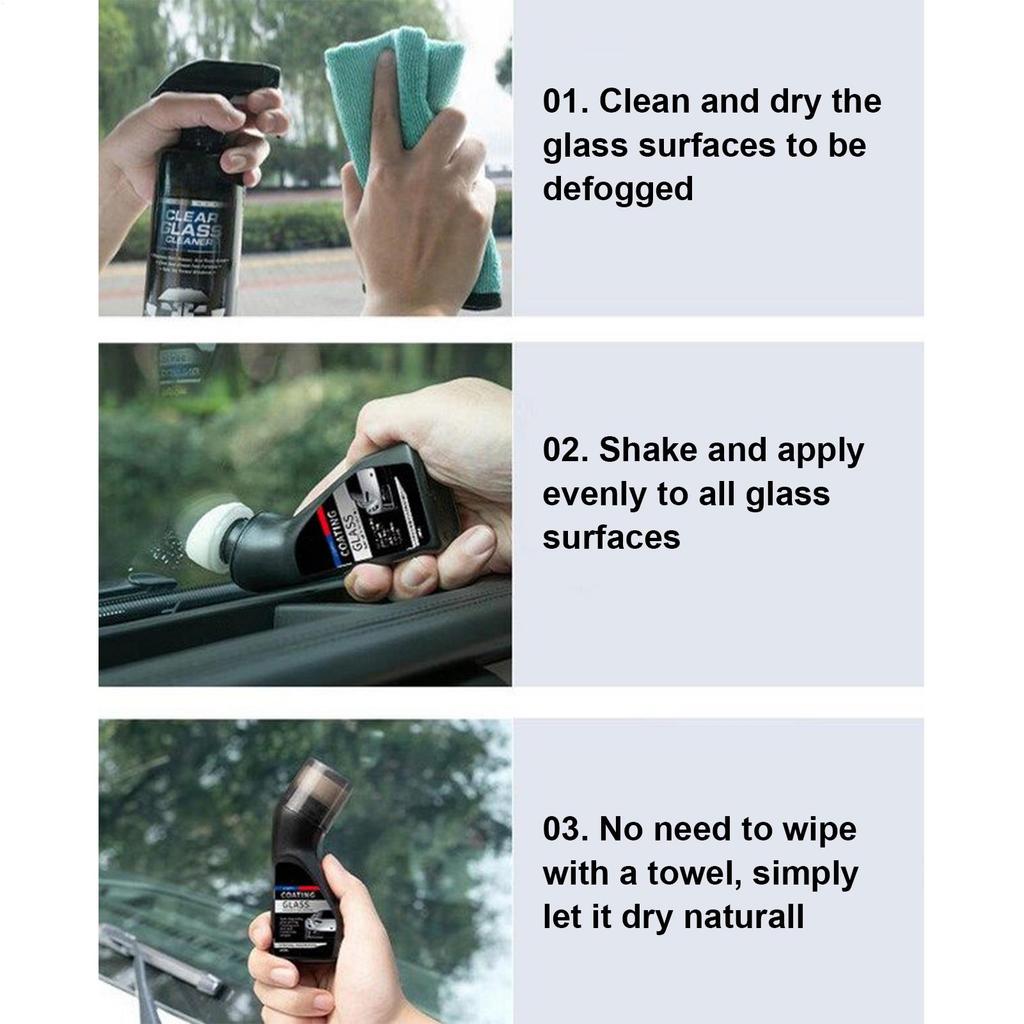 Hydrophobic Windshield Coating 100ml Sponge Brush Cleaner Car Windshield Anti Fog Spray Clear Vision Cleaning Window Mirror
