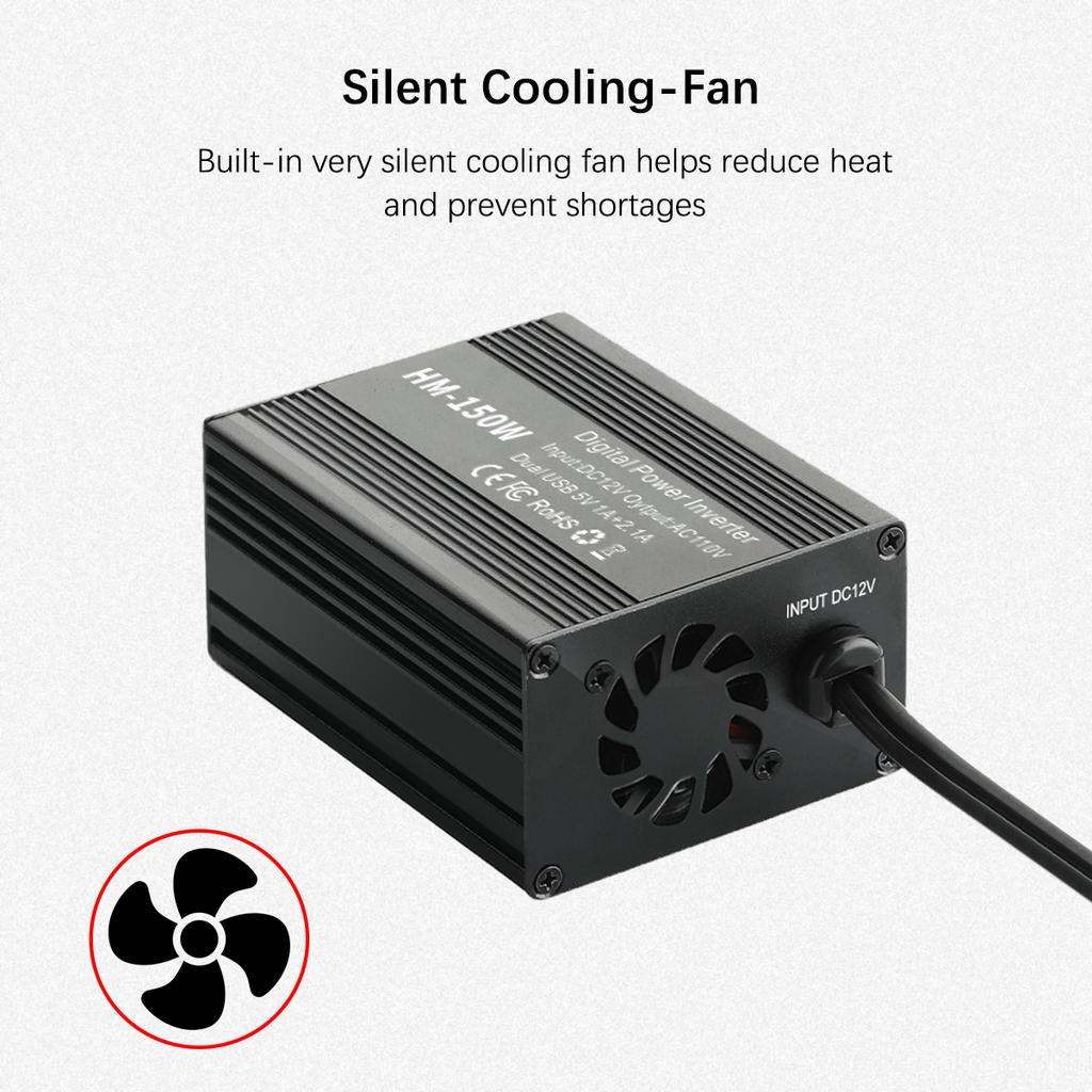 150W Car Inverter DC 12V to AC 110V US Version Auto Power Inverter USB 1A  2.1A Fast Charging Charger For Car Power Adapter