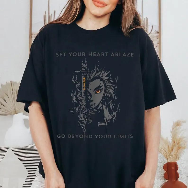 Demon Slayer Flame Hashira Rengoku  T-Shirt – Anime Unisex Manga Japanese  Unisex T-Shirt L