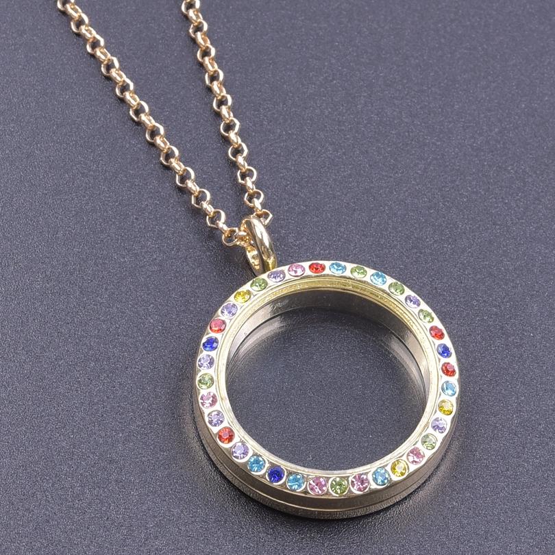 25/30/35/40 mm Locket Pendant Necklace For Women Men Accessories Rhinestone Cage Floating Locket Charms Necklaces Chain On Neck