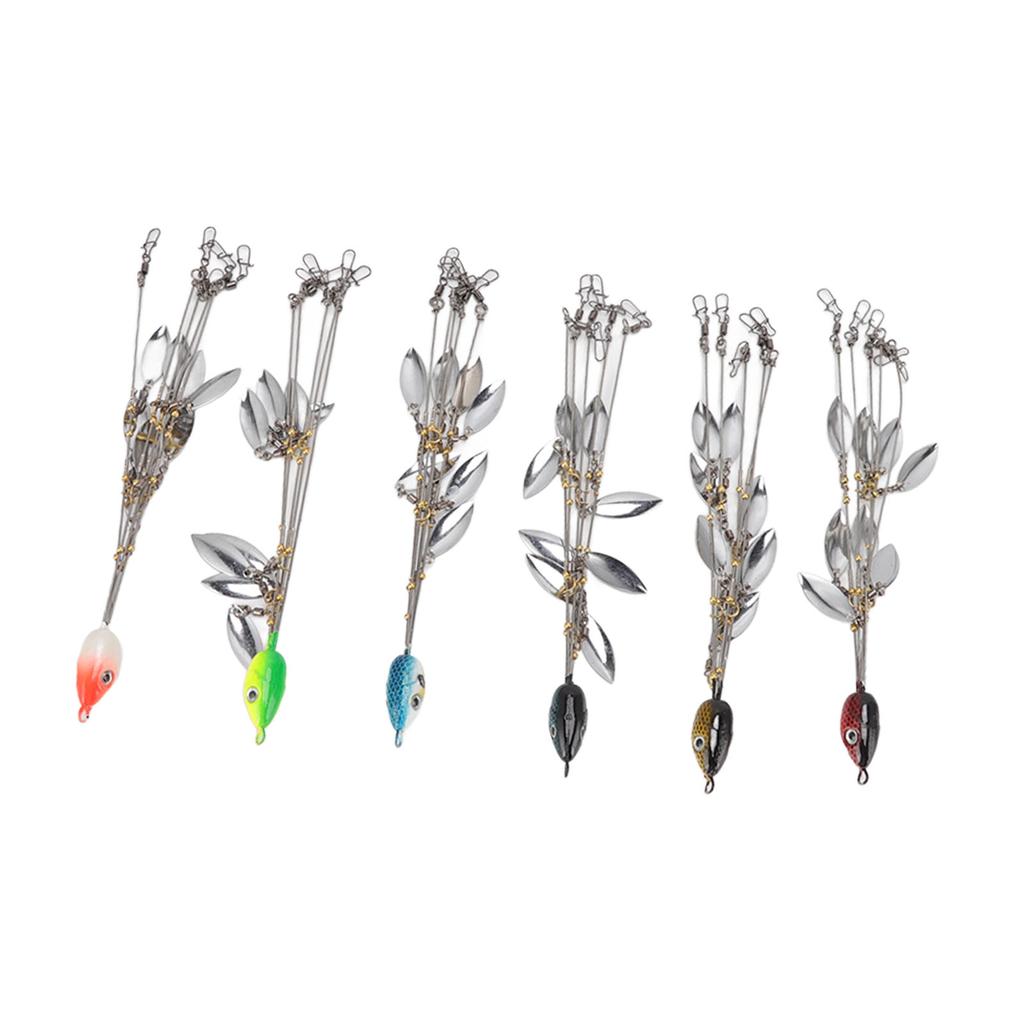 6 Pcs Umbrella Rigs with Sequin Fishing Rigs Lure 5 Arms 8 Blades for Fishing Bass Bait Lure