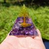 Energy Pyramid Orgonite Healing Crystals Chakra Tool 5*5*5cm Natural Amethyst Handmade Gift Home Office Decor
