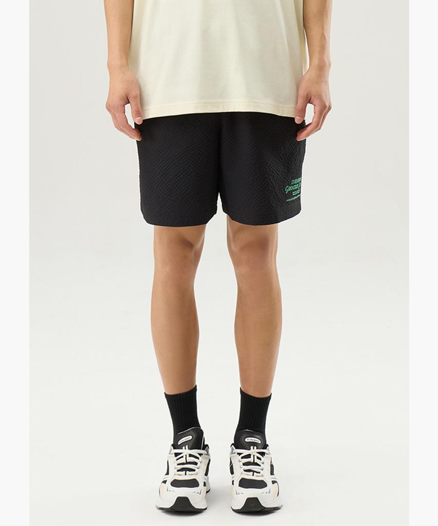 LECOQ Unisex Seersucker Length Shorts - Black (Qq223Lhp45) (A Type)