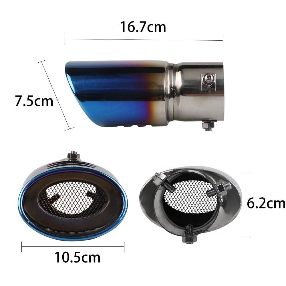 Srasakan Car Muffler Cutter, Straight Type, 2.5 Inch Diameter, Exhaust Tip, Stainless Steel, Diagonal