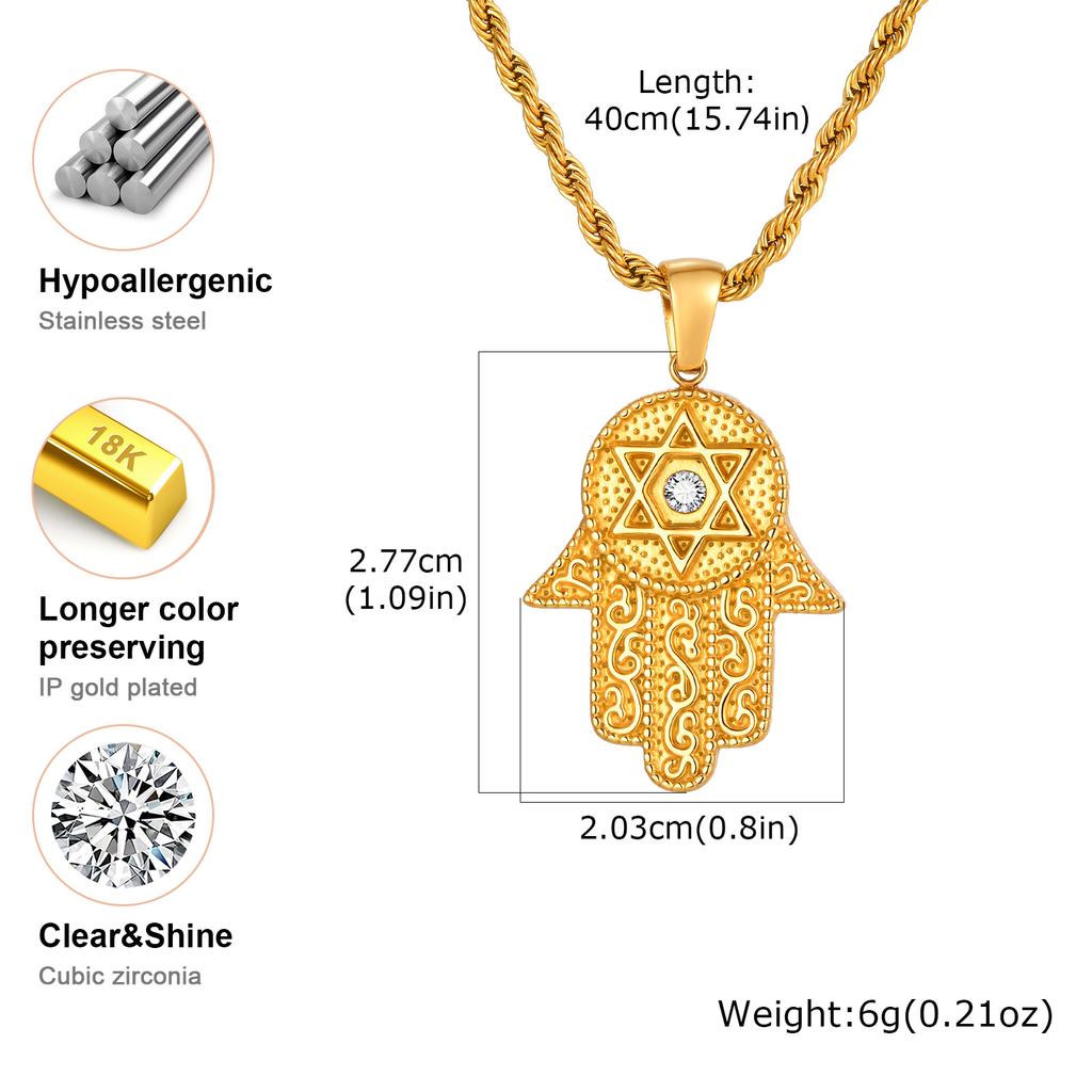 Hamsa Hand Necklace for Women Protection Symbol Hand of Fatima Star of David Necklaces Judaism Amulet Jewelry Gift