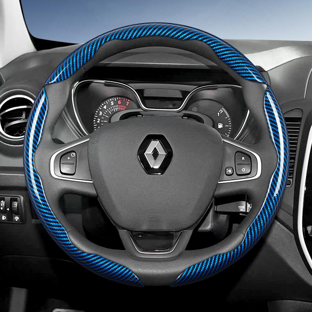 EXHN9 Suitable for Renault Carbon Fiber Texture Steering Wheel Cover with Segmented Quick-Release Design Sandero Clio Duster 