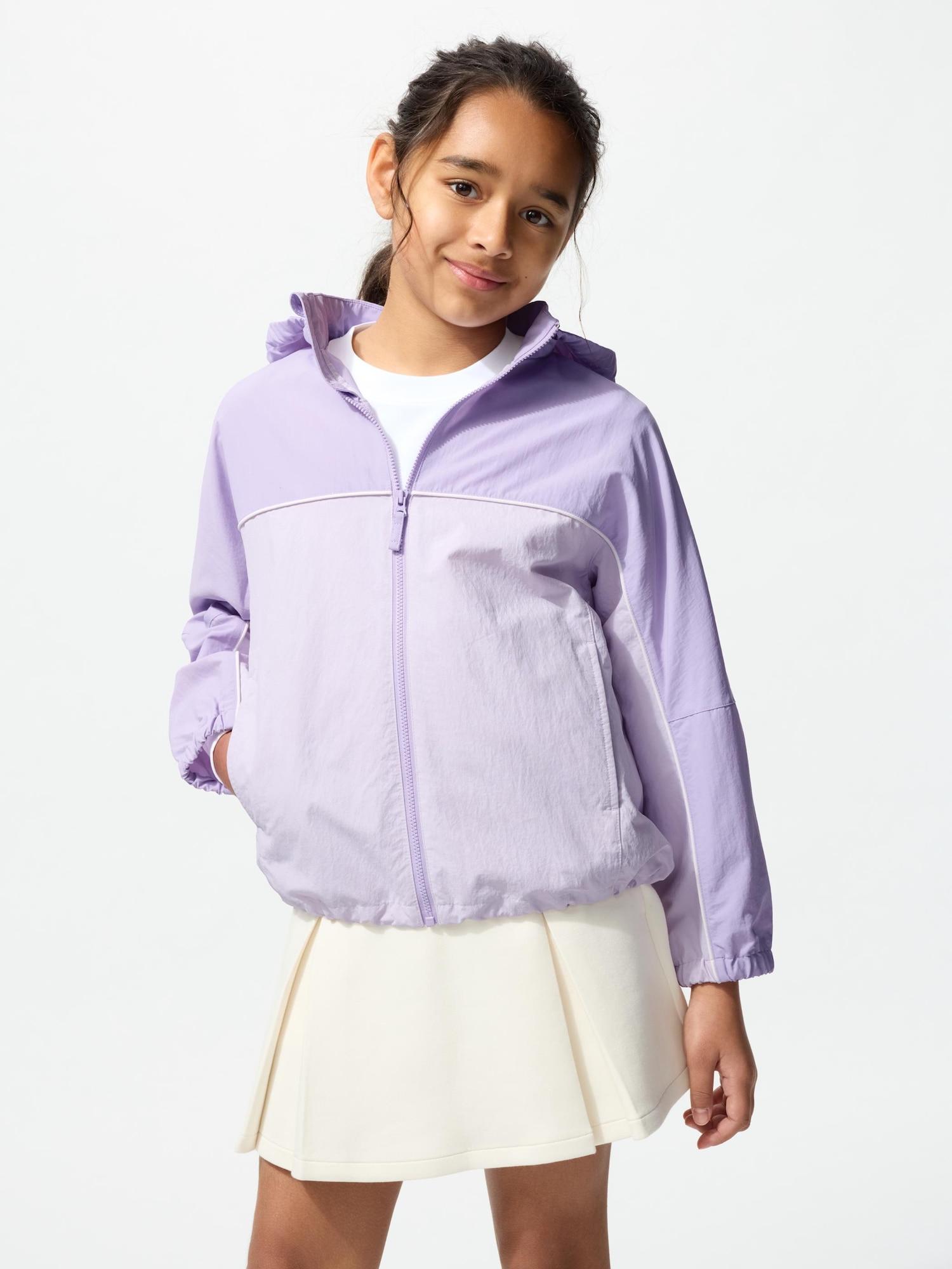 

Детская парка Uniqlo с портативной защитой от УФ-лучей, цветной блок 71 PURPLE/KIDS 160