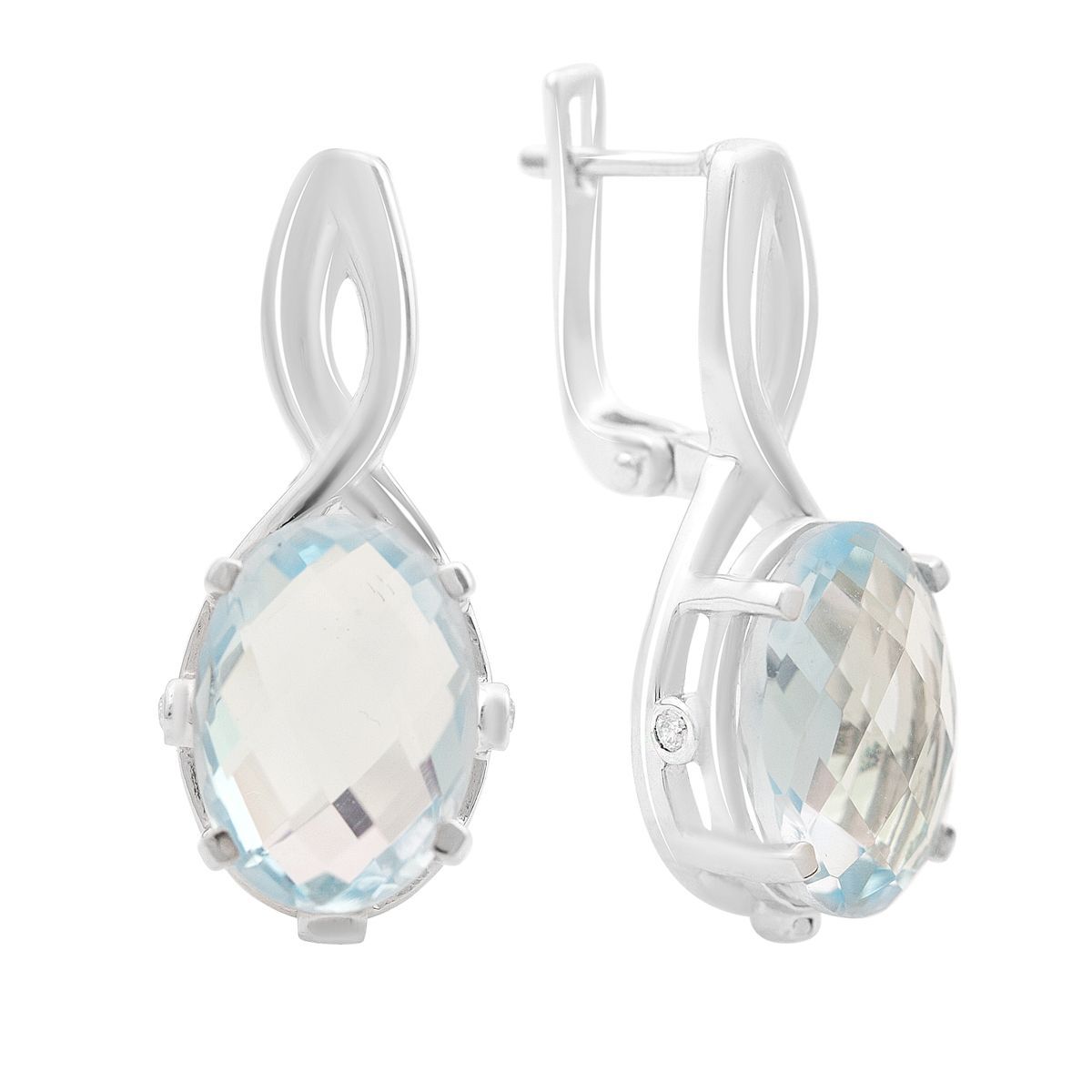 

Срібні сережки з натуральним топазом 12.833ct (2165965) небо синє світло кольору