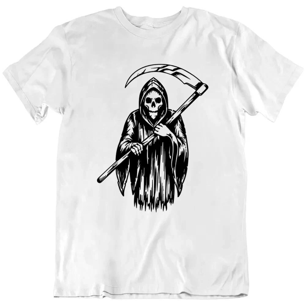 Halloween Skeleton The Death Grim Reaper Scythe Cloak Horror T Shirt Gift New M