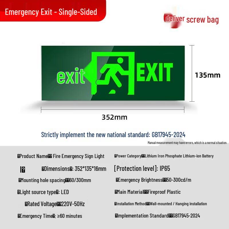 Minggu 2025 New Standard Emergency Exit Signs & Lighting
