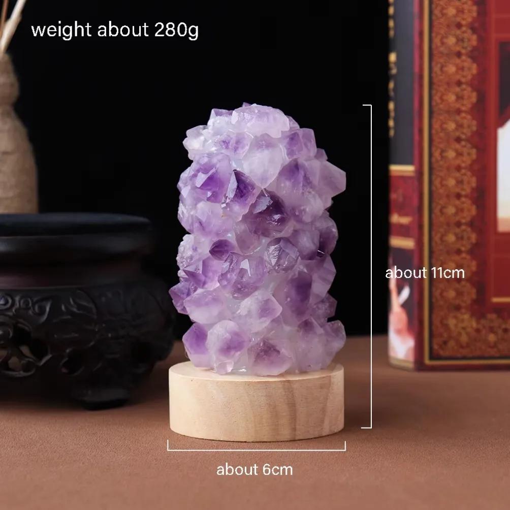 Crystal Wishing Lamp Natural Amethyst Tooth Flower Dim Light USB Interface with Switch Crystal Home Decorations Men Gift