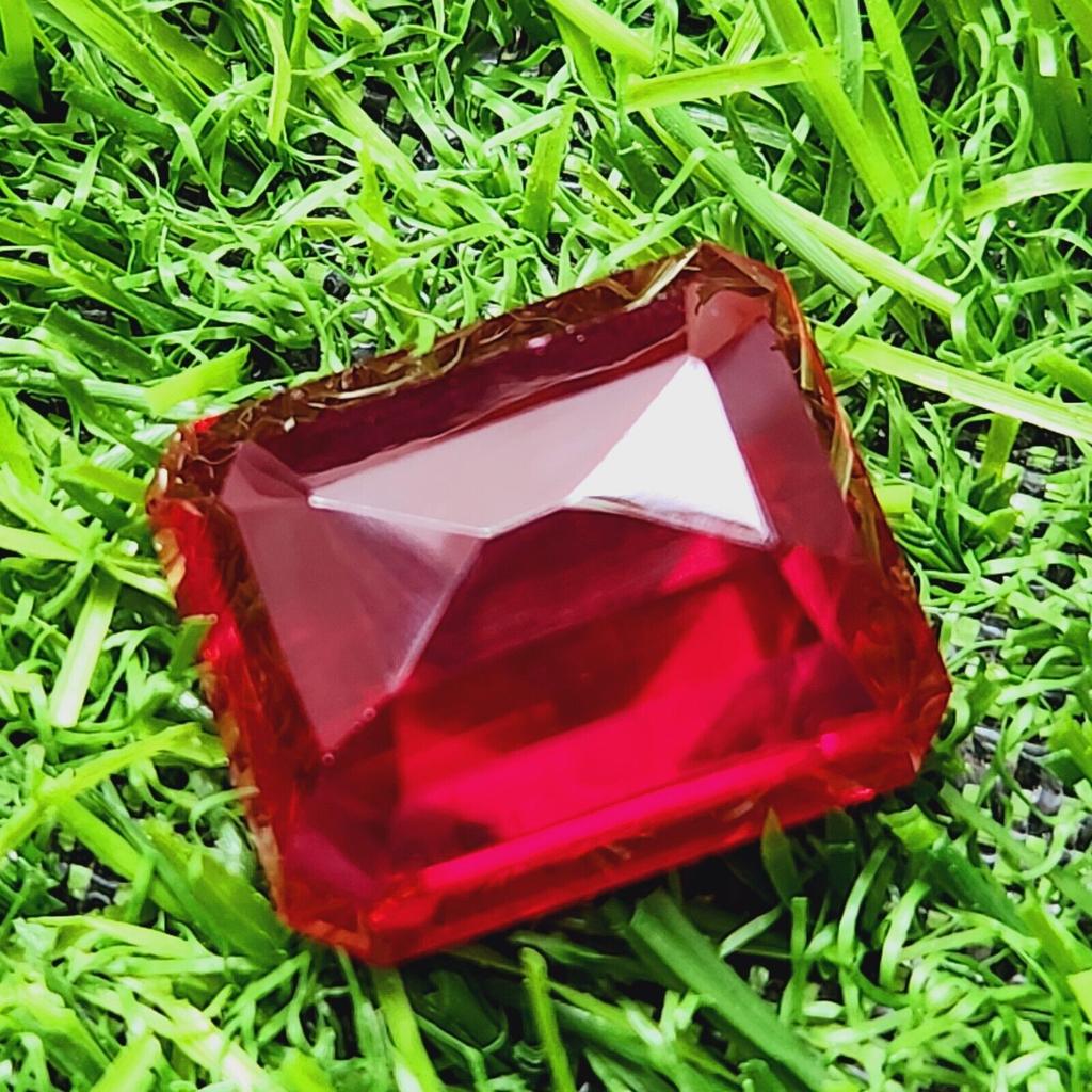 76.40 Ct Heated Ceylon Red Ruby Emerald Cut Faceted Loose Gemstone