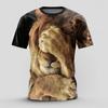 Men's Lion Funny T Shirt Short Sleeve T Shirt 3D Print Crew Neck Shirt Retro Vintage Casual Street Style Sports Outdoor Holiday