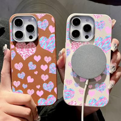 Magnetische Handyhülle mit Liebesherz für iPhone 16e 15 14 Pro Max 13 12 Pro 16 15 14 Plus 11 Für Magsafe Kabelloses Laden Magnetische Handyhülle