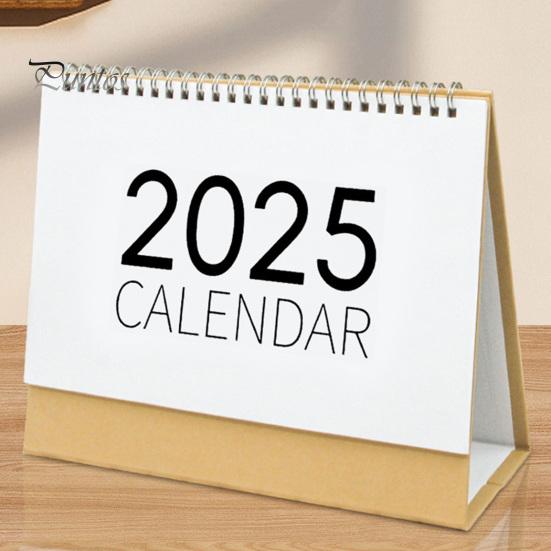 2025 Skrivebordskalender Small Stand Up Double-Coil Binding Månedlig kalender Dagsplanlegger Event Markeringstabell Kalender for hjemmekontorskole