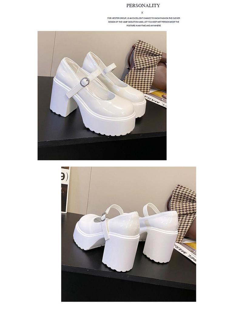 2023 Women's Retro Mary Jane Chunky Heel Leather Shoes - Height Boosting French Fashion