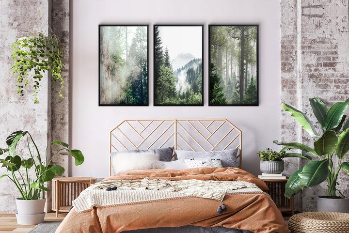 Plakaty 30x40 do salonu biura Obrazy w czarnej ramie na ścianę Drzewa Las