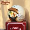 Seabird Penguin Vintage 3/4 Motorcycle Helmet for Men and Women, Scooter Cruiser Style, Small, 3C Certified.