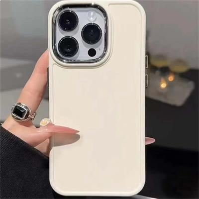 Custodia per telefono con paraurti per lenti elettroplaccate per iPhone 16 15 14 Pro Max 13 12 11 15 Pro Max X XR XS Max 7 8Plus Cover posteriore in silicone tinta unita