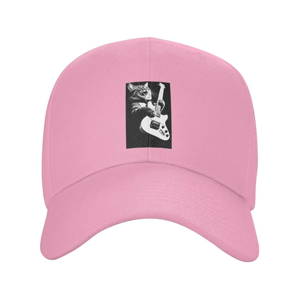 Rock Cat Playing Guitar Cartoon Guitar Cat Baseball Caps Fashion Men Women Hats Casual Cap Sports Baseball Hat Casquette