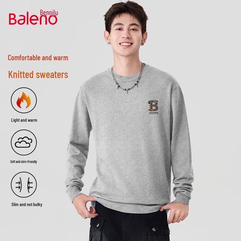 Baleno Herren Rundhals Winter Plüsch Strick Basisschicht Pullover