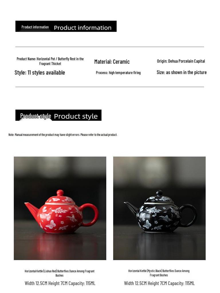 Red Xishi Ceramic Tea Pot - Elegant Chinese Style for Women, Single-Serve, Colored Glaze Design