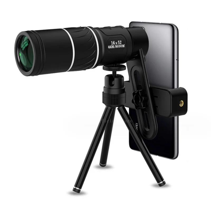Telescop Monocular Puternic 16x52 Binoclu cu Zoom Lunetă de Spionaj Nocturnă cu Rază Lungă Pentru Camping în Aer Liber Observarea Păsărilor