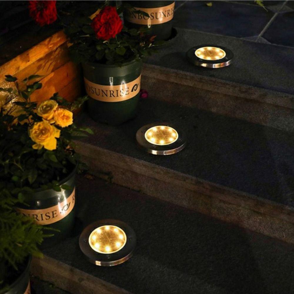 Multi-Color Solar Power Disk Light 8LED3 Buried Solar Led Lamp Landscape Lighting  Walkway Floor