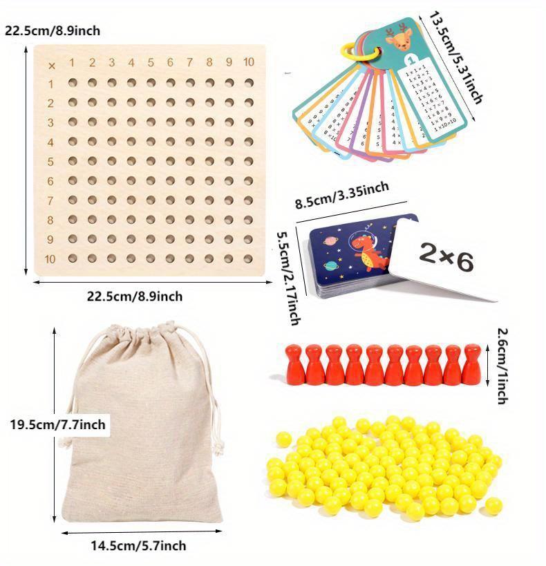 Wooden Multiplication And Division Board - A Math Learning Game Used For Practicing Multiplication Tables To Enhance Math Skills