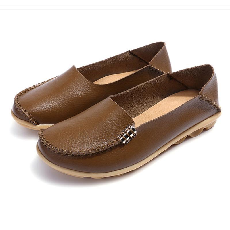 Flat Shoes Women Slip On Shoes For Women's Moccasins Genuine Leather Loafers Women Flats Ladies Shoes Plus Size Sapato Feminino