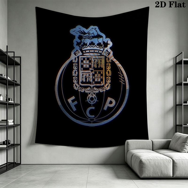 FC Porto Logo Wandbehang Bedruckte Stoffdecke Dekorative Wandteppiche für Schlafzimmer Wohnzimmer Heimdekoration