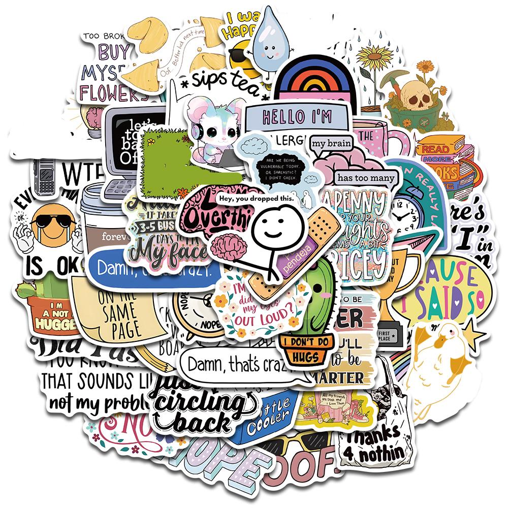50PCS Sarcastic Sticker Aesthetic Kawaii Scrapbook Graffiti Decoration Laptop Luggage Phone Skateboard Waterproof DIY Sticker