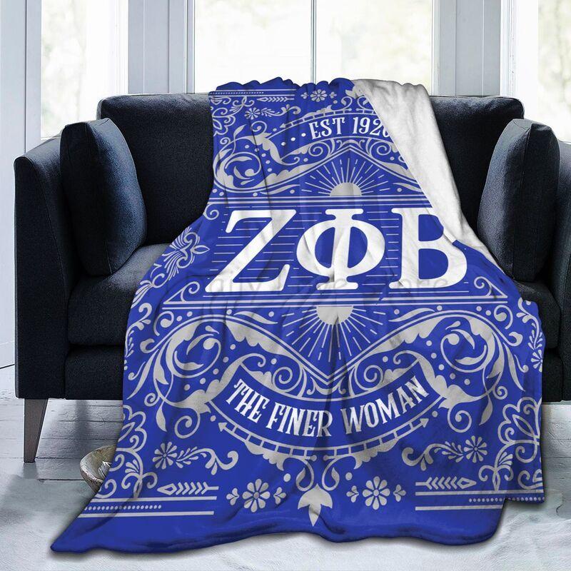 Zeta Phi Beta Print Blanket Sorority Gifts Plush Lightweight Warm Fluffy Throws Soft Flannel Fleece Blankets for Bed Sofa Couch