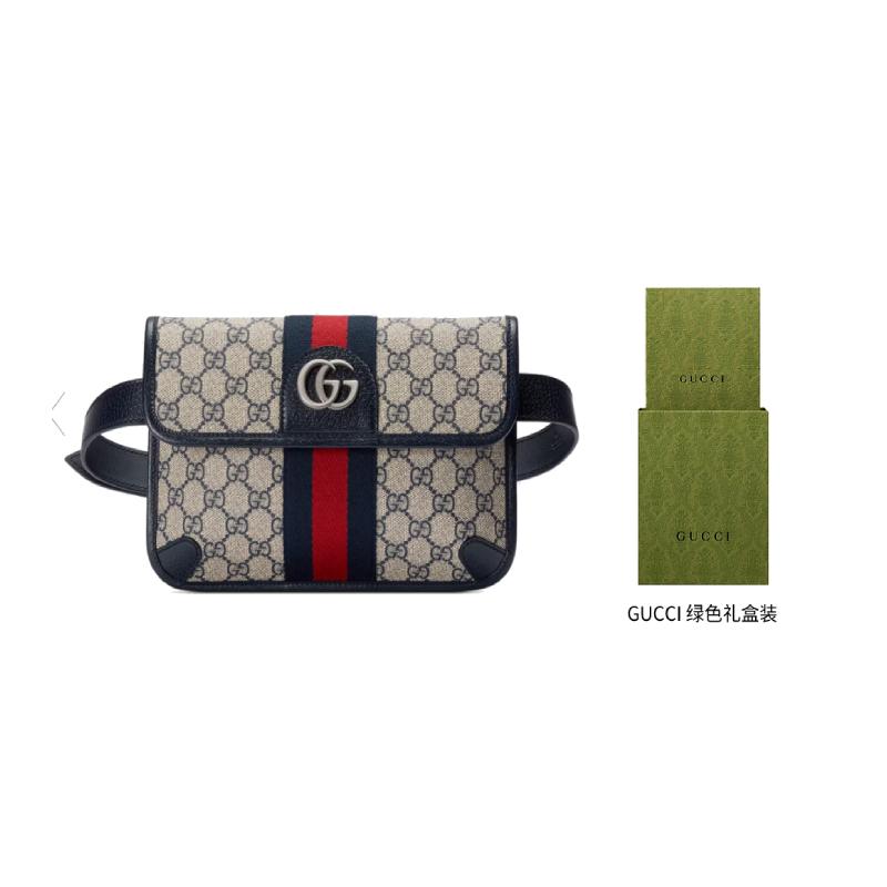 Gucci Fanny Pack Ophidia Distressed Vintage Old Flower Logo Silver Label Red and Blue Webbing Shoulder Crossbody Bag Canvas with Leather Trim Waist