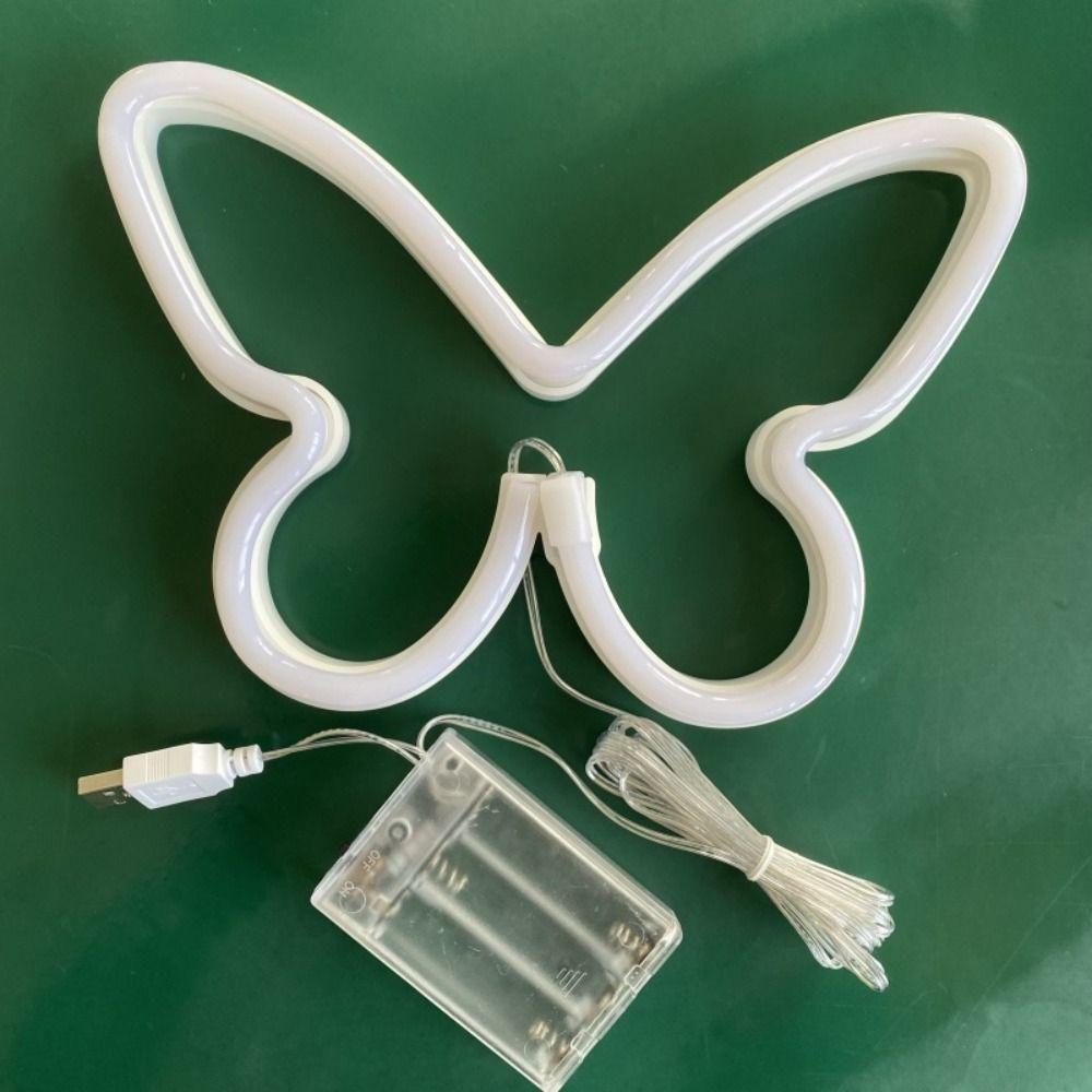 Decoration Lights Energy-saving Butterfly Shaped Light USB/Battery Powered Wall Mounted Led Neon Light Plastics Birthday